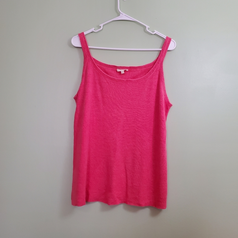 EUC Eileen Fisher Tank 100% Hemp Knit Sleeveless Tunic Coral Pink Size Large L